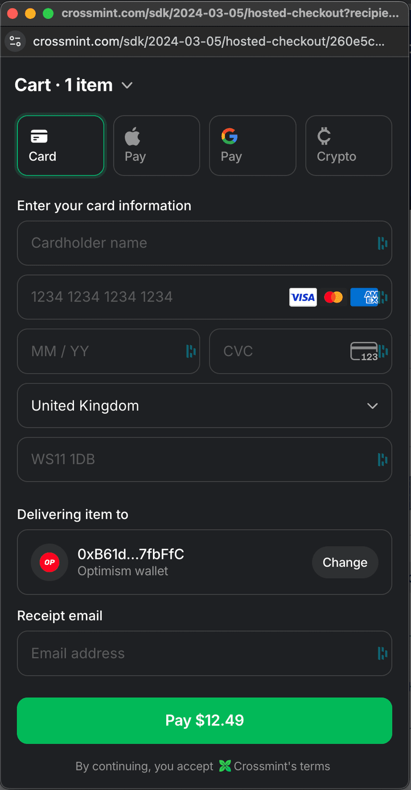 Crossmint Modal